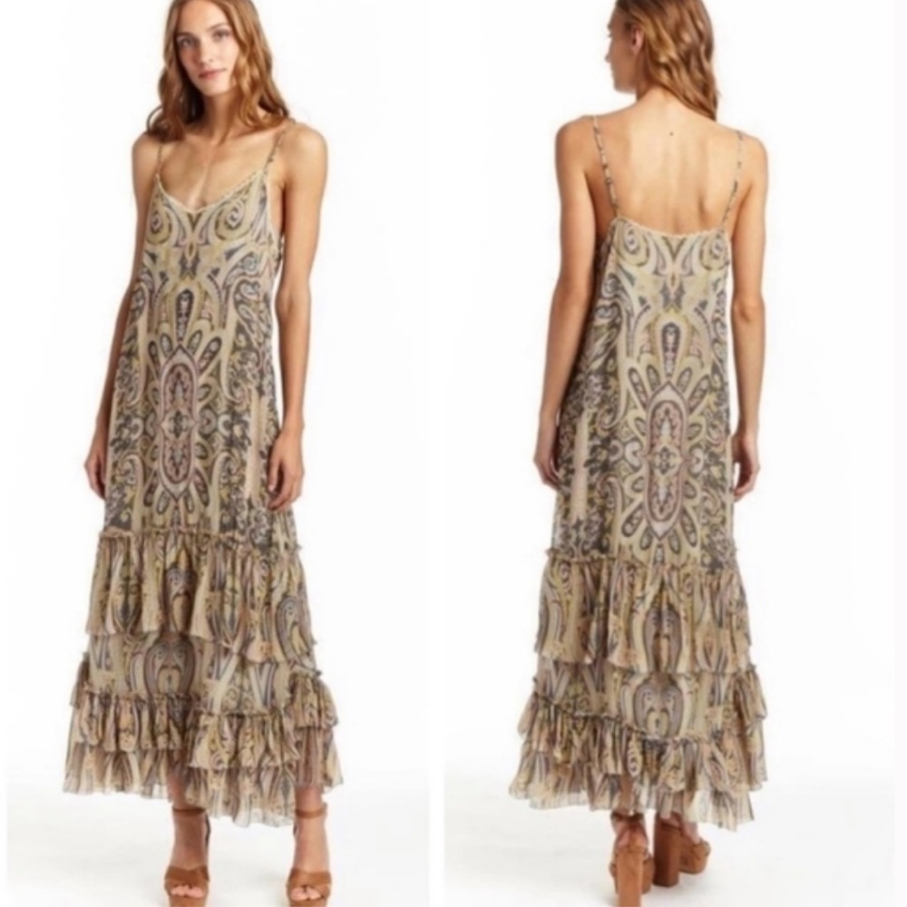 Love Sam Paisley Maxi Dress in Beige and Taupe